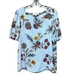 LOFT Women's Floral Blouse 3/4 Sleeve Size Medium Multicolor